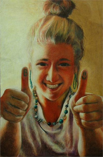 Carrie Vichill, gr.12, Drawing, "Be Happy, Be Yourself" (TOP 25)